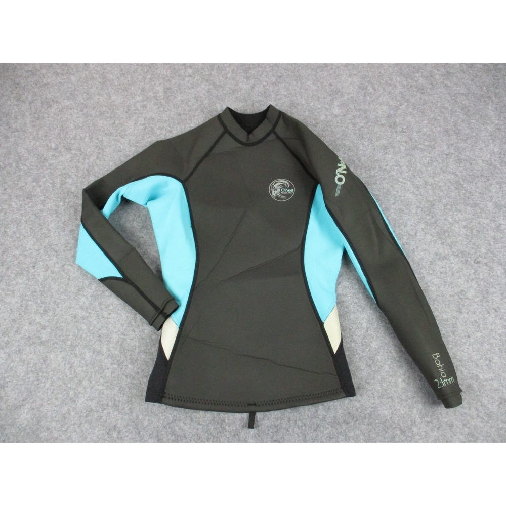 Oniel Wetsuit Top Womens 4 Black Blue Bahia 2:1 MM Zip Long Sleeve Santa Cruz